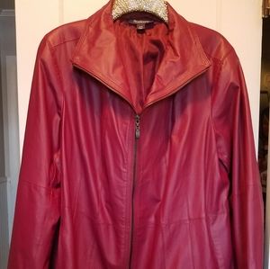 Roman's Cranberry Leather Zip Jacket